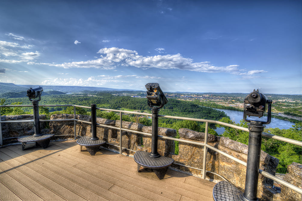 observation deck and views at Ruby Falls